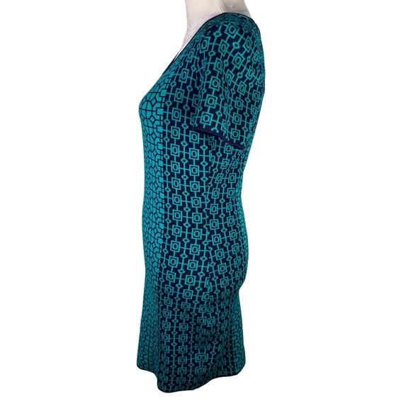 Romeo + Juliet Couture Sweater Dress M Teal Navy Geometric Print - Picture 9 of 12